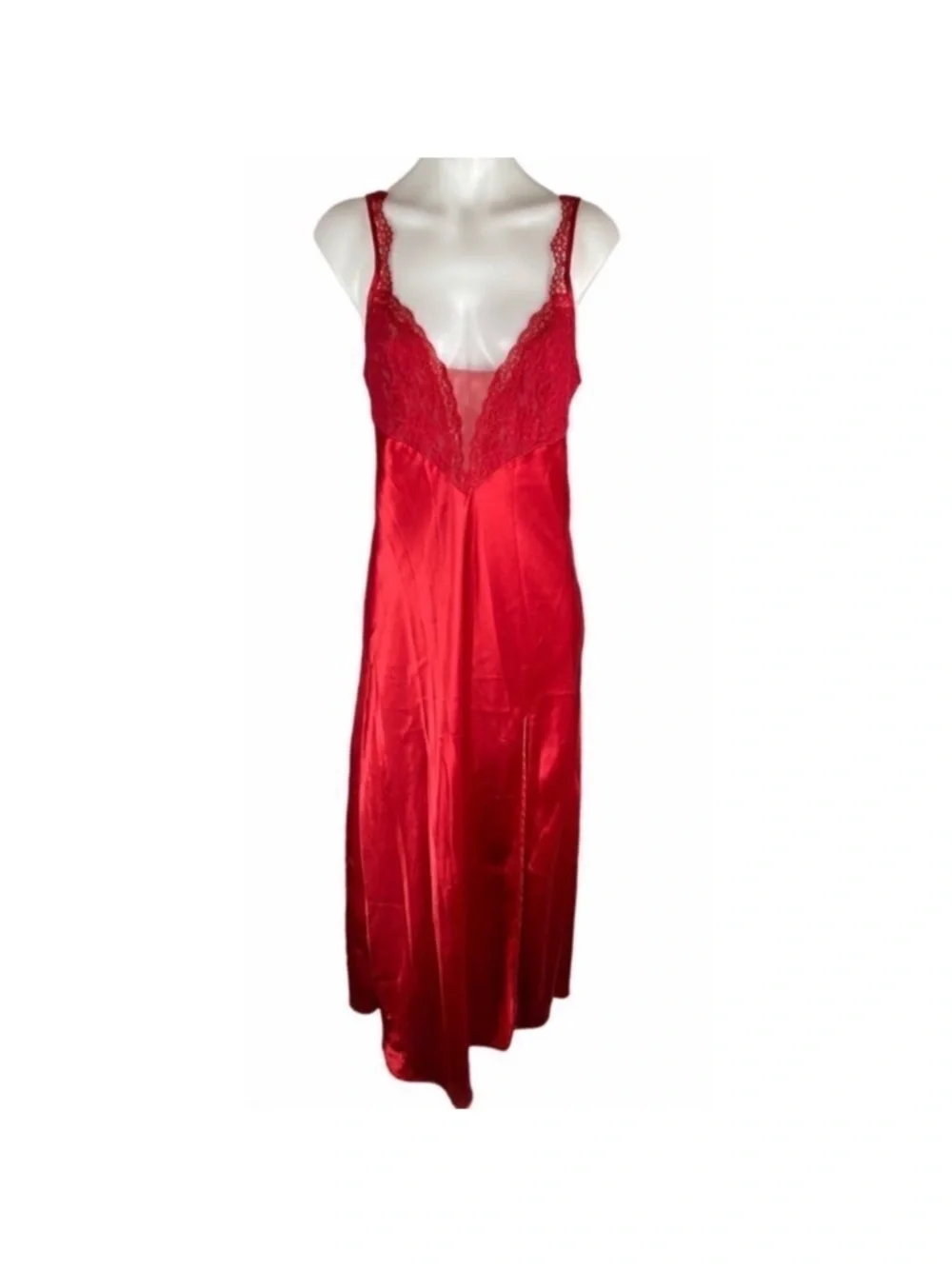 Vintage Victoria’s Secret Gold Label Red Lace Slip Dress | 90s Satin Nightgown